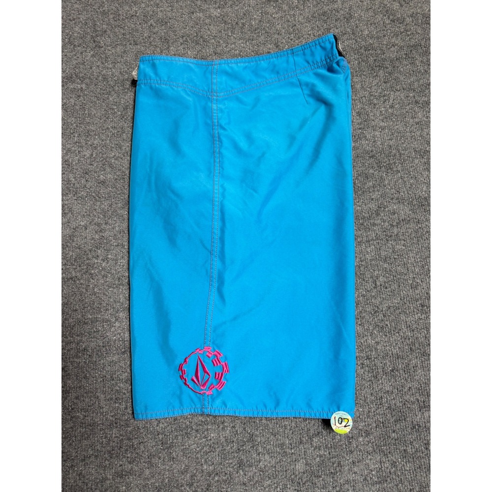 vintage Volcom Men's Size 34 Blue Solid Board Shorts Swim Trunks Drawstring.
